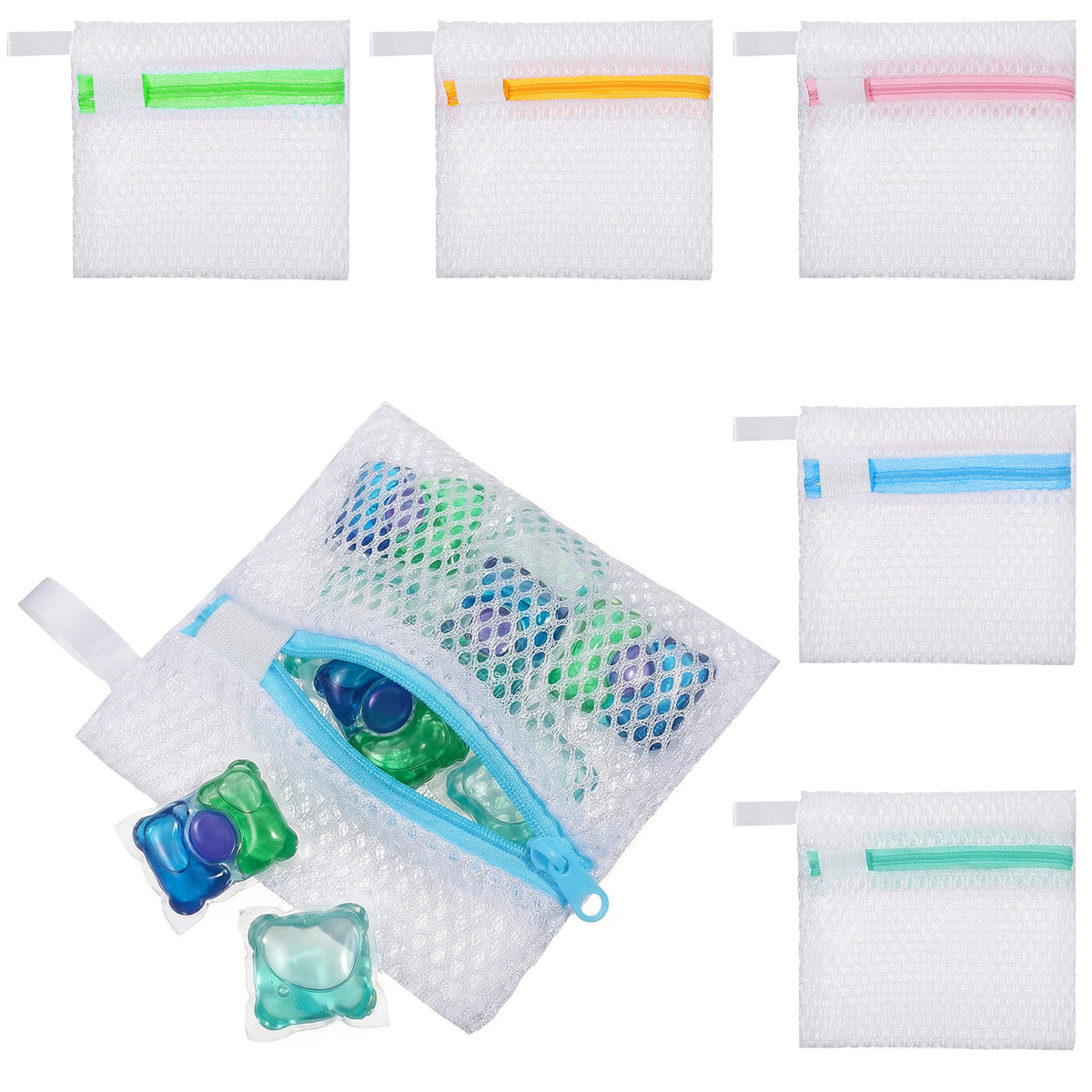 Hadnves 5 PCS Laundry Pod Anti-Sticking Bag Laundry Mesh Bag with Zipper(5)