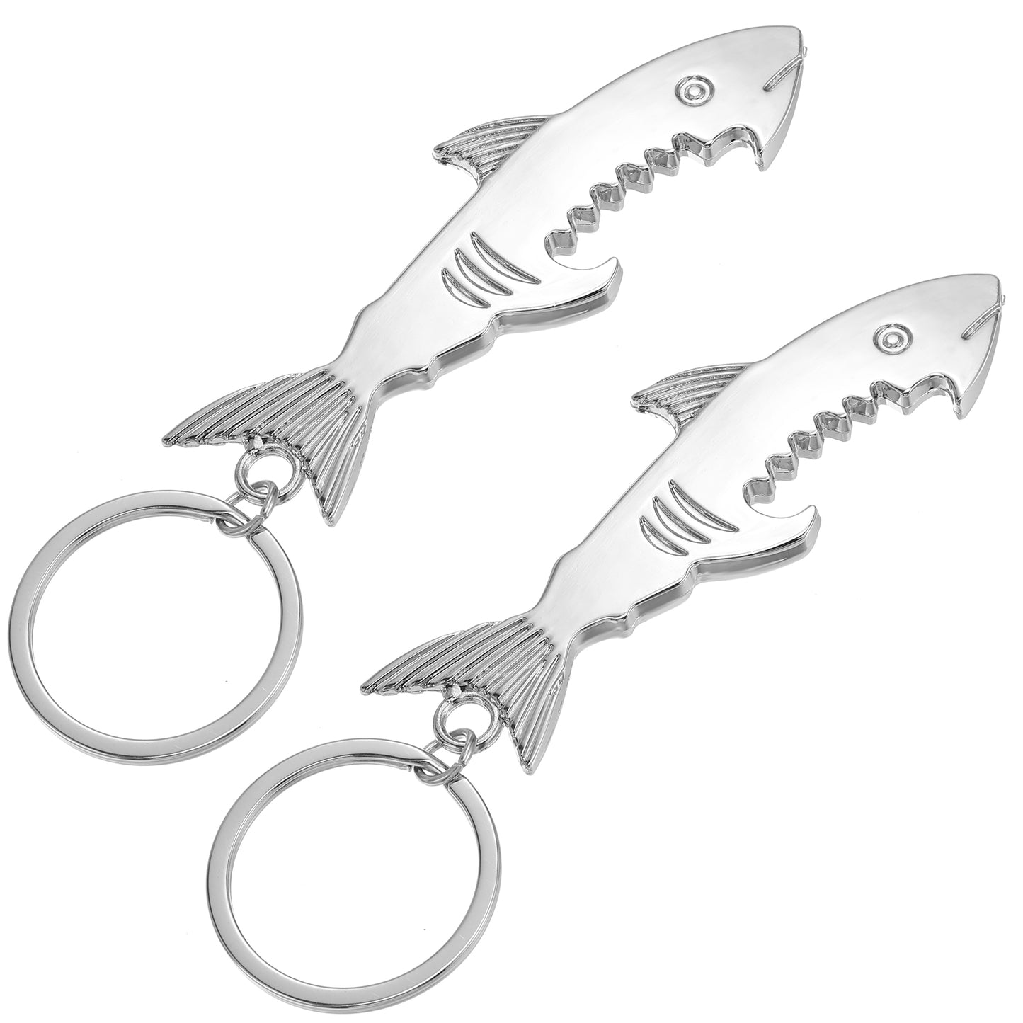 Wanmu 2Pcs Shark Bottle Opener, Keychain Beer Opener Tool, Bottle Opener Key Chain Ring, Creative Metal Corkscrew Shark Beer Bottle Opener