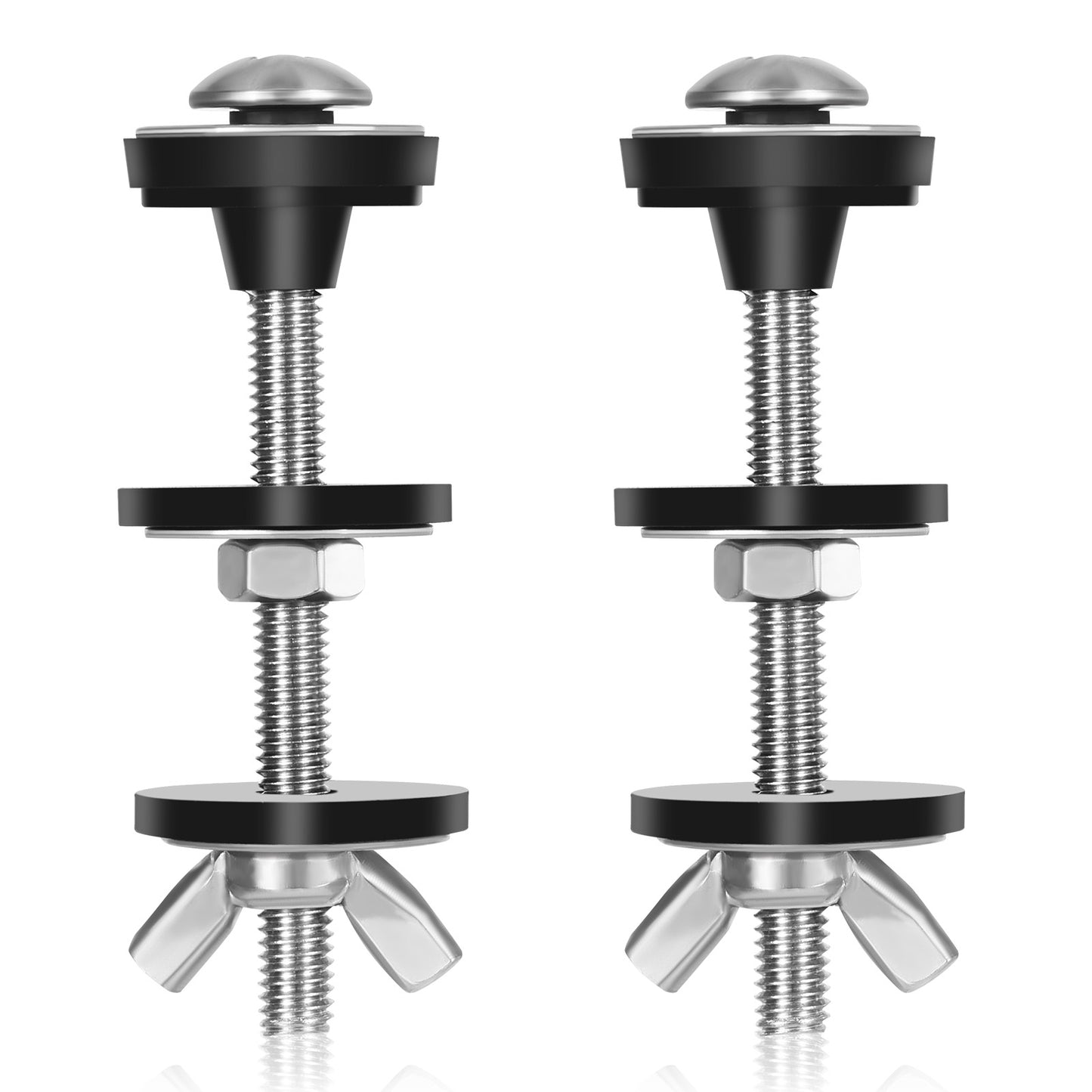 18PCS Universal Toilet Seat Bolts Heavy Duty Toilet Tank Bolts Replacement Waterproof Stainless Steel Toilet Seat Screws with Extra Long Downlock Nuts Rubber Washer Gaskets with Extra Long Nut