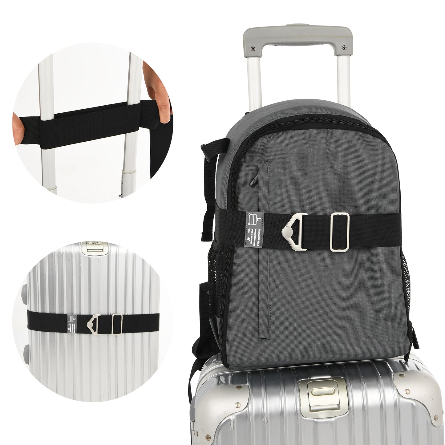 2-in-1 Luggage Straps Travel Belt for Carry On Bag