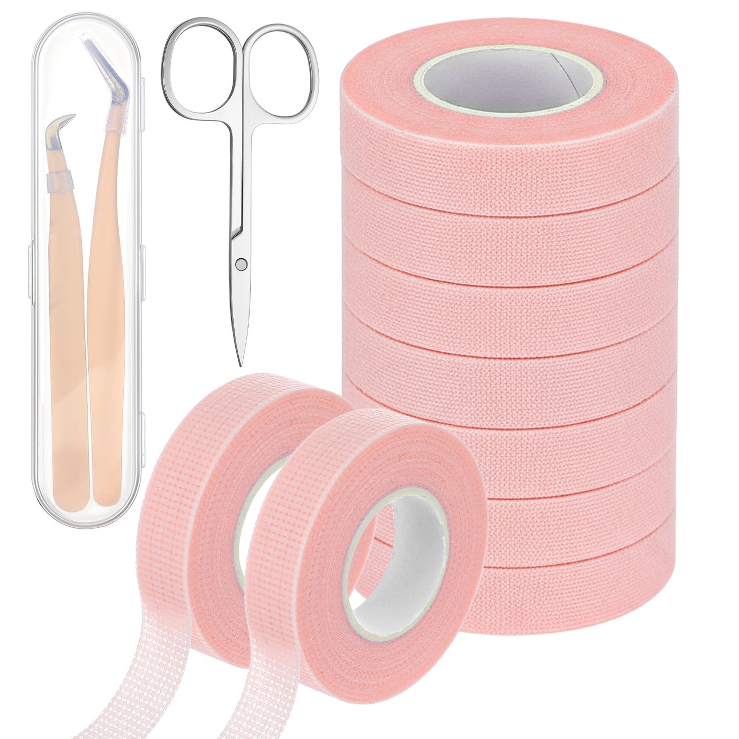 9Pcs Lash Tape for Eyelash Extensions Silicone Gel Eyelash Tape Eyelashes Extension Tapes for All Skin Pain Free Removal Adhesive Micropore Breathable Pink Eyelashes Extension Tapes for Lift Make up