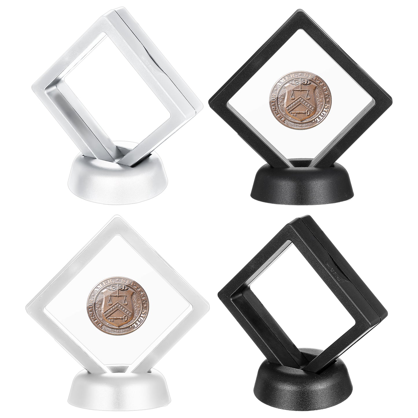 Tooth Holder Display Case 4 Pack Teeth Organizer Sea Shell and Stuff 3D Floating Box For Collections Small Frame Earring Box Trinket Frames Jewelry Holders Brooch Pin Stands