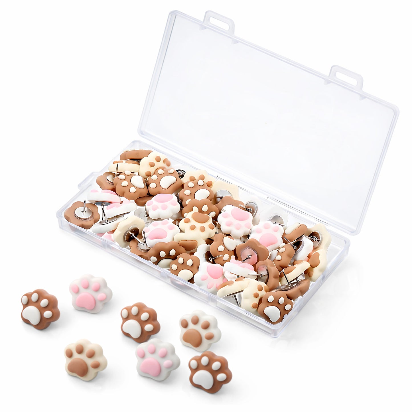 QFGasre Push Pins for Bulletin Board Cat Paw Push Pins Decorative Thumb Tacks Cat Desk Accessories Cubicle Decorations Cork Board Thumbtacks for Home Office (50-Cat Paw)