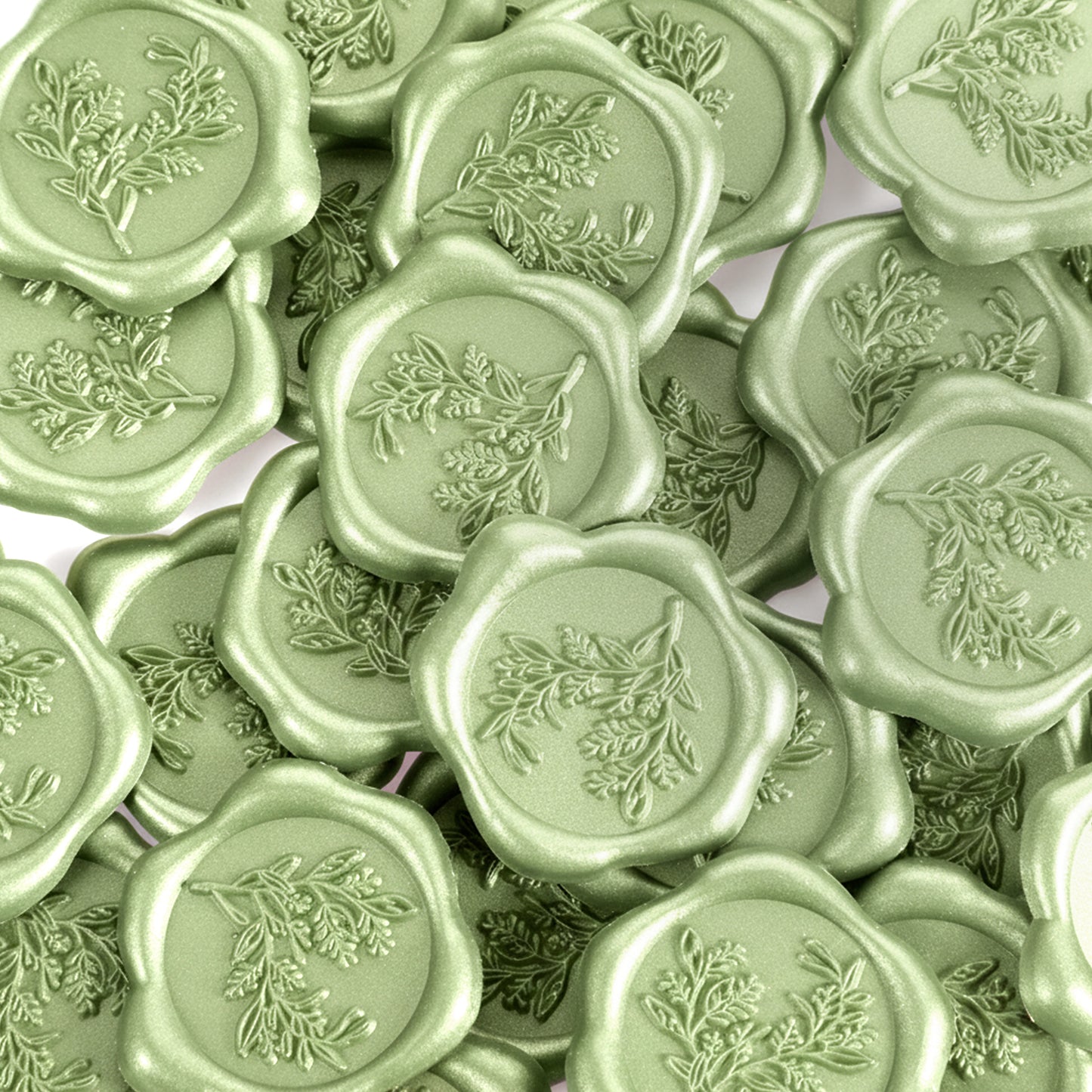 KFHENSOMR 30Pcs Wax Seal Stickers, 1.18inch Self-Adhesive Eucalyptus Envelope Stamp Stickers for Wedding Invitation Envelopes Gift Wrapping, Christmas Valentine's Day (Sage Green)