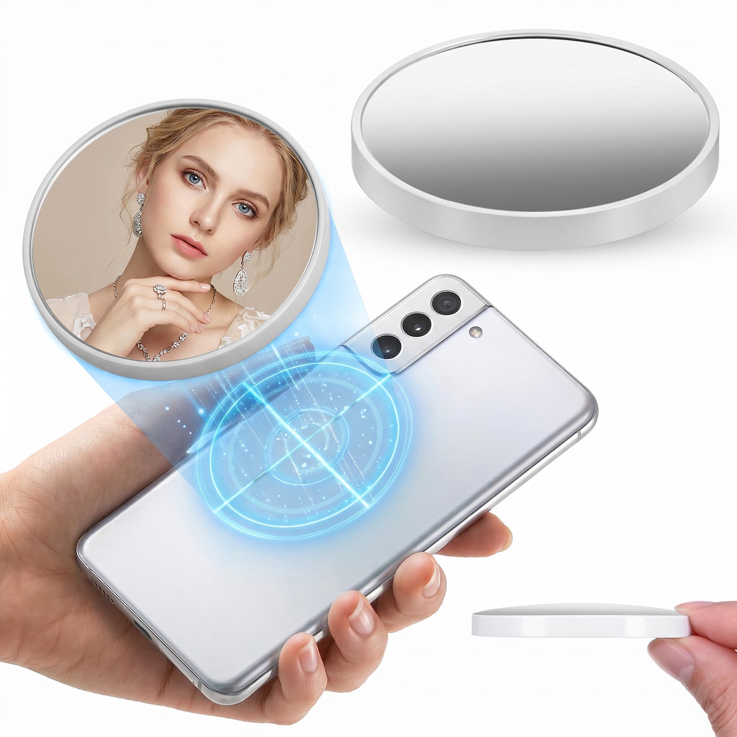 YBEATY Magnetic Selfie Mirror Slim Convex Wide-Angle Mirror for Phone Back Camera Selfies Vlogging Streaming Recording Video Photography Conference