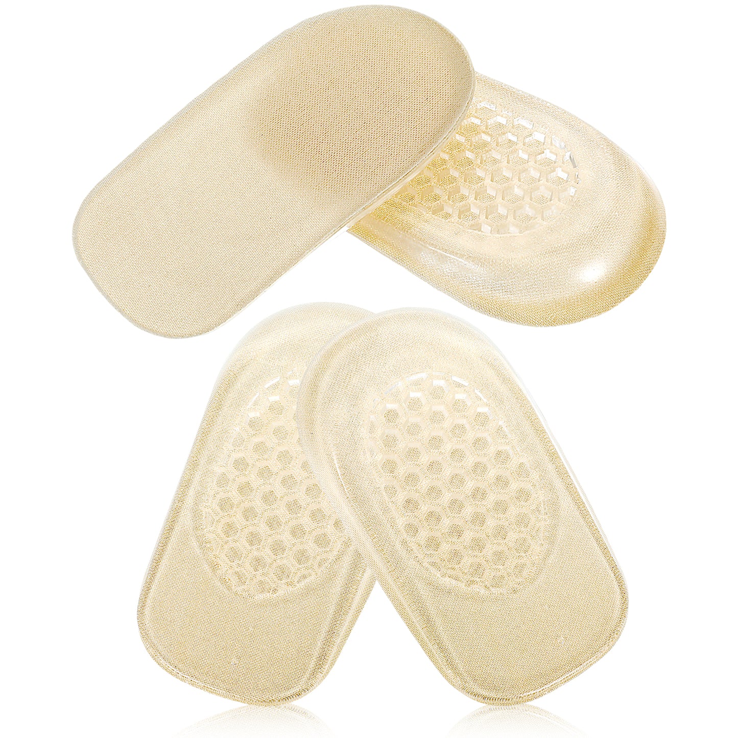 COMNICO Heel Lifts, 1 Pair Gel Height Increasing Insoles Soft Shoe Lifts Comfort Shoe Inserts Height Boosters 0.6 Inch Half Foot Insoles for Women Girls Uneven Legs Relieve Heel Pain(Beige)