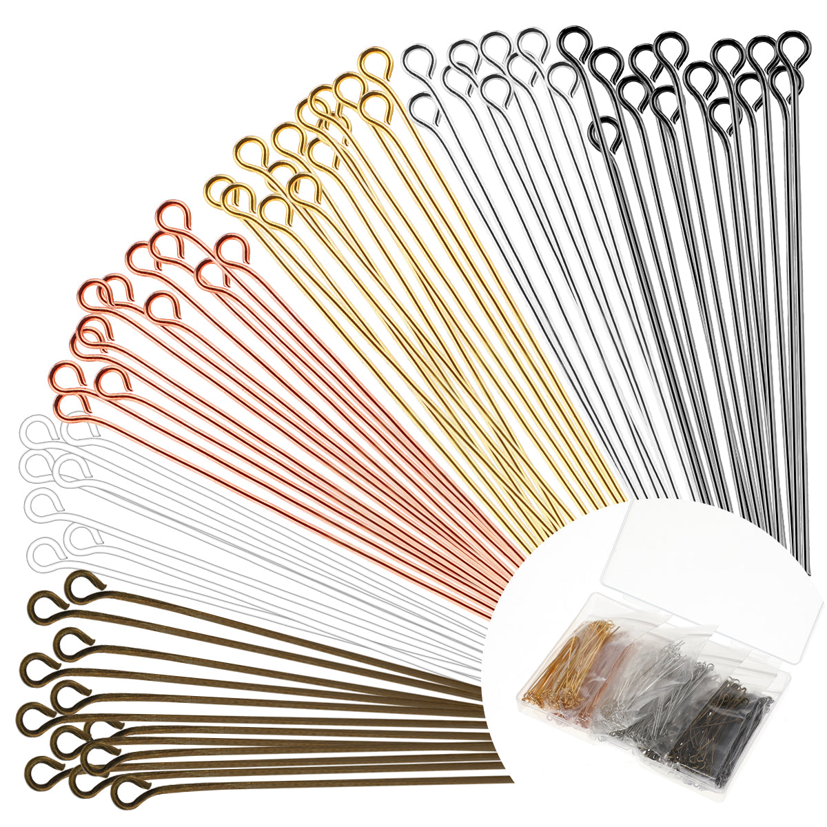 600 Pcs Flat Eye Pins 2 Inch Jewelry Making Pins Head Open Straight Eye Pins Metal Ball Pins Findings for DIY Crafts Necklaces Bracelets Earrings Pendant Accessories Supplies