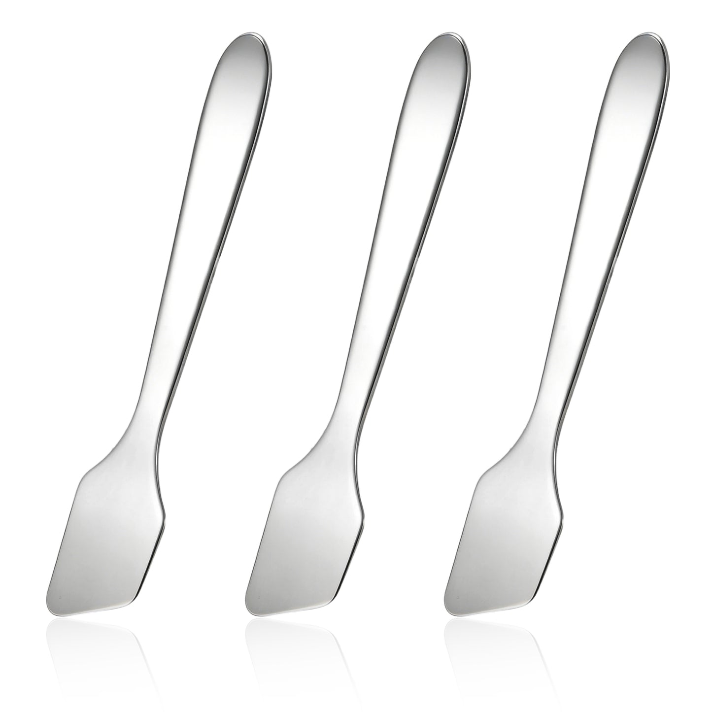 Qianyu 3 Pcs Mini Metal Makeup Spatula Stainless Steel Cosmetic Spoon Reusable Cream Spatulas Skincare Beauty Spoon Mask Facial Applicator for Mixing Sampling Cream Mask Lotions Moisturizers