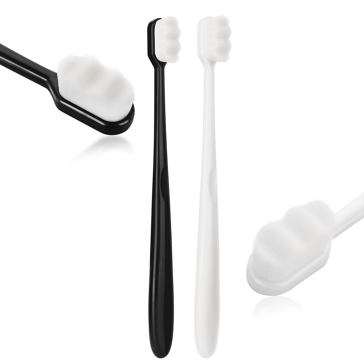 QFGasre 2 Pcs Extra Soft Toothbrush, Micro Nano Toothbrushes with 20000 Soft Bristles Painless Brushing for Sensitive Teeth Oral Recession Pregnant Women Elderly (Black, White)