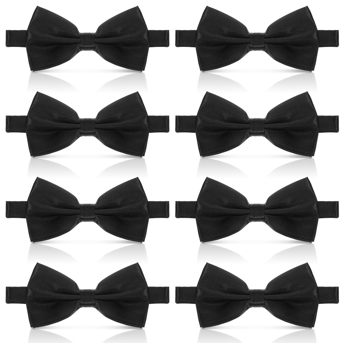 Wanmu 8Pcs Men's Pre-Tied Bow Ties for Wedding Party, Elegant Adjustable Pre-tied Bow Ties for Men, Adult's Adjustable Tuxedo Satin Bowtie