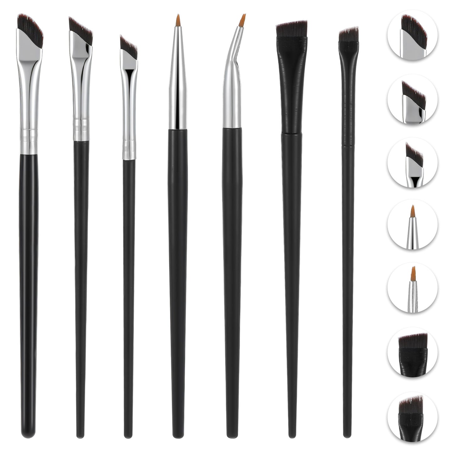 7Pcs Eyeliner Brushes Set for Precision Fine Angled & Ultra Thin Slanted Angled Brushes Precision Fine Point Flat Eyebrow Brush Concealer Brush Flat Top Blush Brushs Nose Contour Brushs Cosmetic Tool