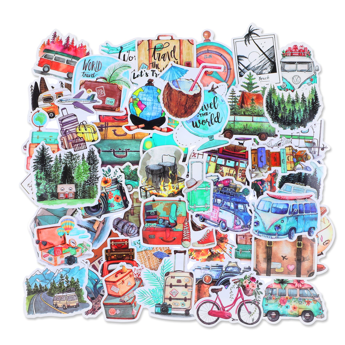 Sibba Outdoor Travel Stickers 100 Pcs Hiking Adventure Stickers Waterproof Vinyl Sticker Camping Decals Journaling Stickers Supplies Scrapbook Notebook Sticker for Water Bottle Laptop Car Bumper