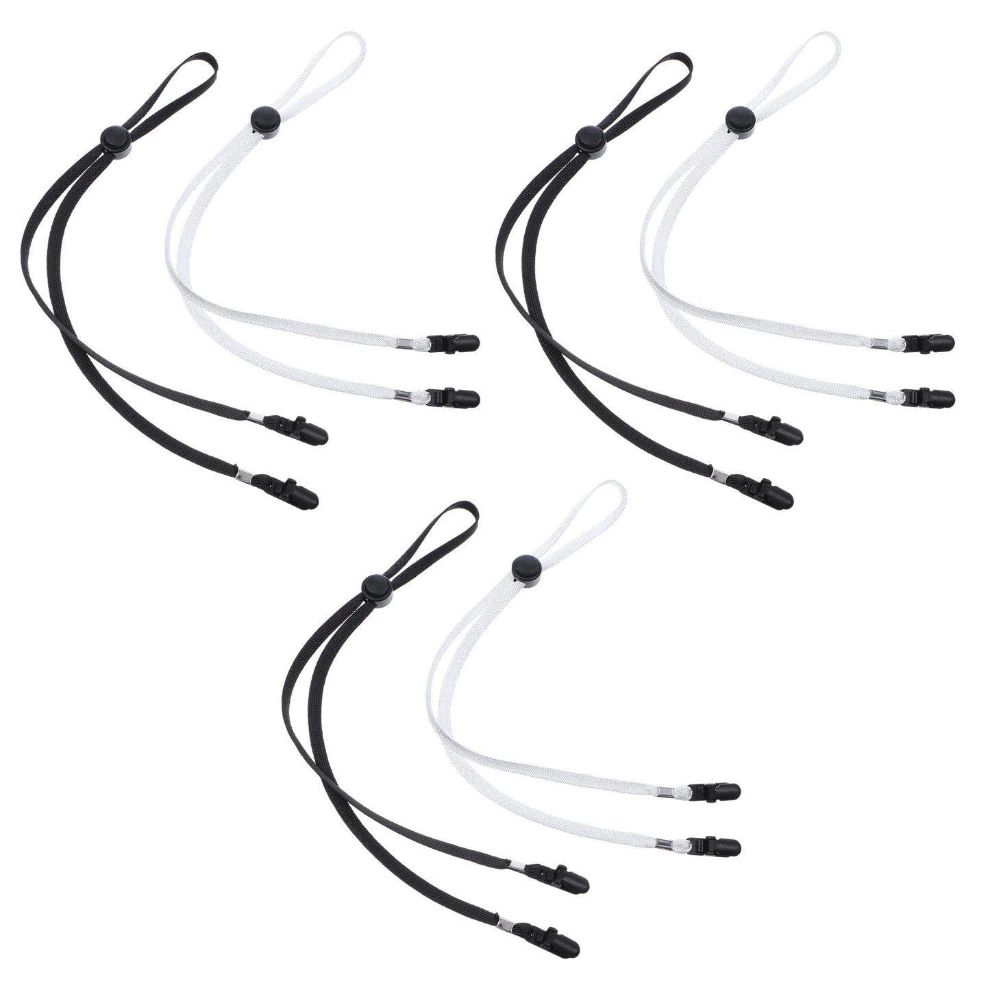 Wanmu 6 Pcs Adjustable Hat Strap Clips Anti-Wind & Anti-Lost Hat Strap for Fishing, Golfing and Other Sports Black, White