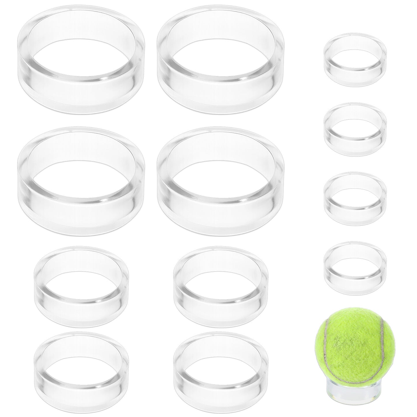 18 Pcs Plastic Sphere Stands Clear Sphere Holder Round Baseball Stands Acrylic Display Easel Stand Holder Rings Small Medium Large for Deco Eggs Crystal Balls Golf Softball Tennis Spheres Marbles