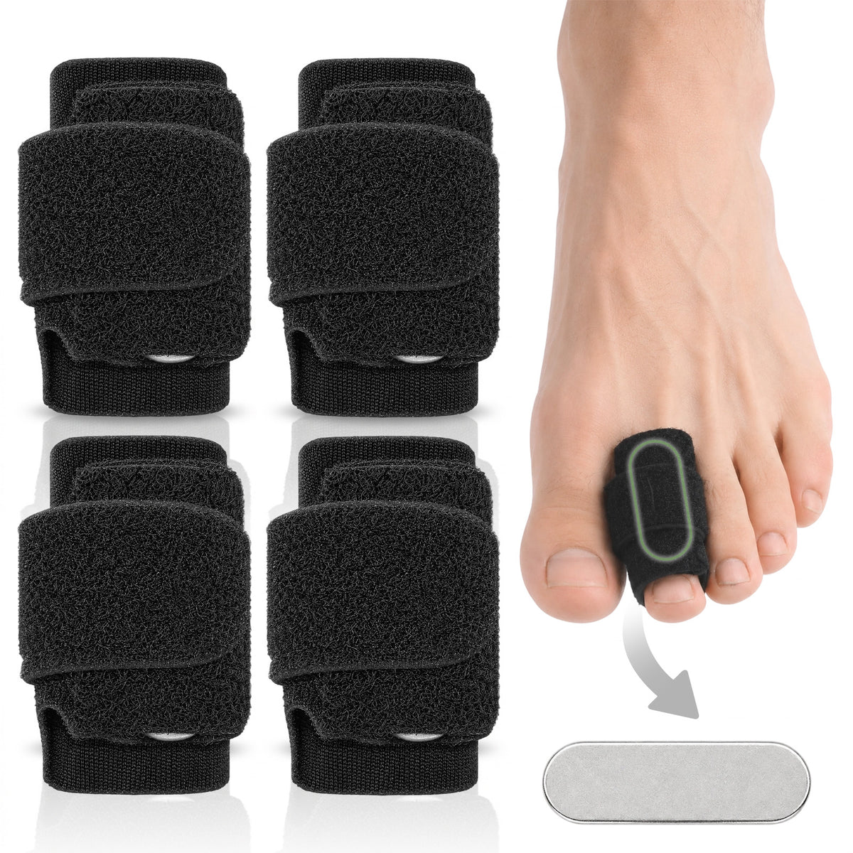 COMNICO Hammer Toe Straightener, 4 Pcs Adjustable Breathable Toe Splints