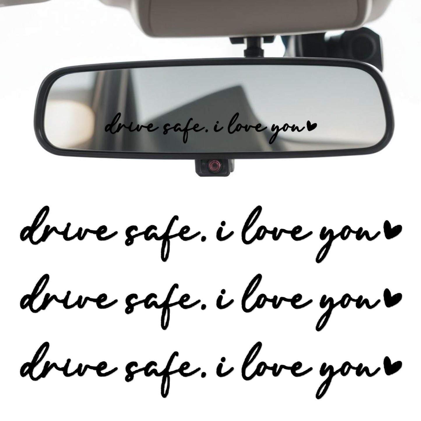 3 PCS Drive Safe Sticker Drive Safe I Love You Rearview Mirror Decal Waterproof Car Rearview Mirror Accessories Funny Car Window Decals for Girls Women Gifts Laptop Phone Case Car Window(Black)