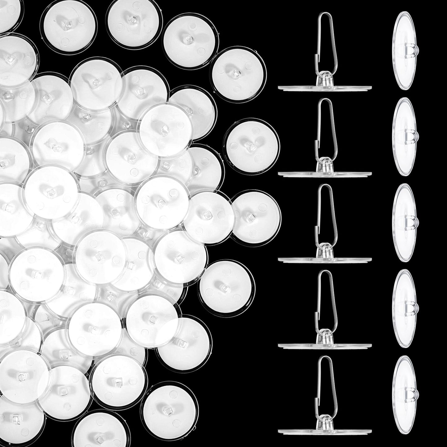 Dimeho 80 Pack Self Adhesive Ceiling Hooks for Hanging, Removable Transparent Sticky Ceiling Hooks Small Disc Sticker Hanger Damage-Free No-Drill Ceiling Discs for Birthday Wedding Festivals Decor
