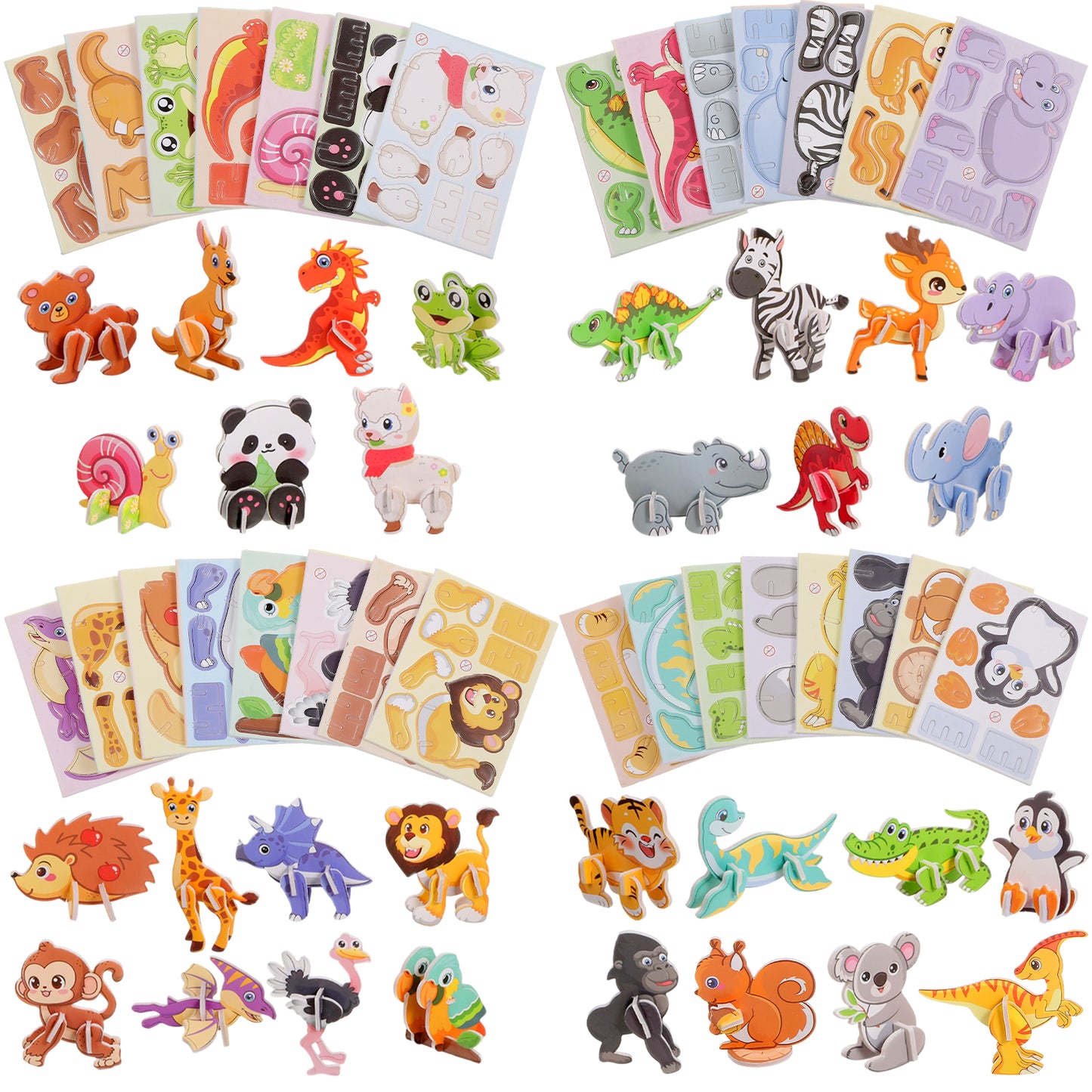 KFHENSOMR 3D Puzzles for Teen 30Pcs Educational Cartoon 3D Puzzle Kit Engaging 3-D Puzzles Set for Teenagers Constructible Engaging 3-D Puzzles Set for Adolescents, Animal Themed