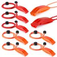 ElevateTech 9 Pcs Safety Whistle, Emergency Plastic Whistles Set with Adjustable Reflective Lanyard Survival Shrill Loud Blast for Climbing Hiking Camping