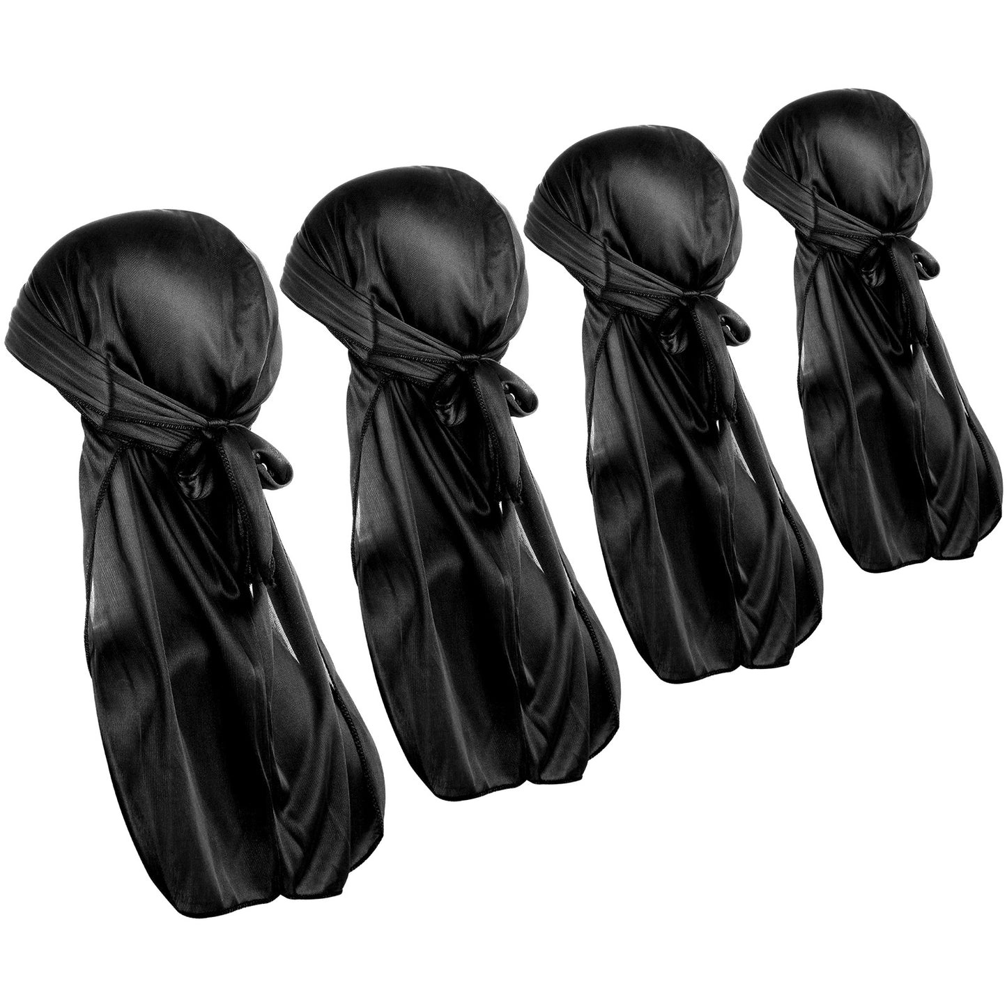 Silky Satin Durag Wave Cap Long Tail Durags Breathable Pirate Headwraps Elastic Durags Soft Breathable Silky Stocking Wave Hair Cap Wrinkle Free Satin Du Rag Triple Stitched Double Wide Strap Headband