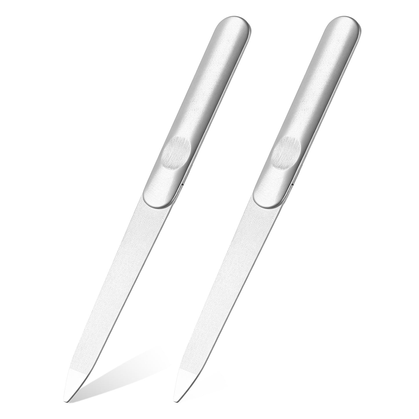 2PCS Diamond Nail File Stainless Steel Finger Nail Buffer Manicure Pedicure Tool Double Sided Precision Fingernail File Natural Fingernail Emery Board Shaping Smoothing for Salon Home Travel Women Men