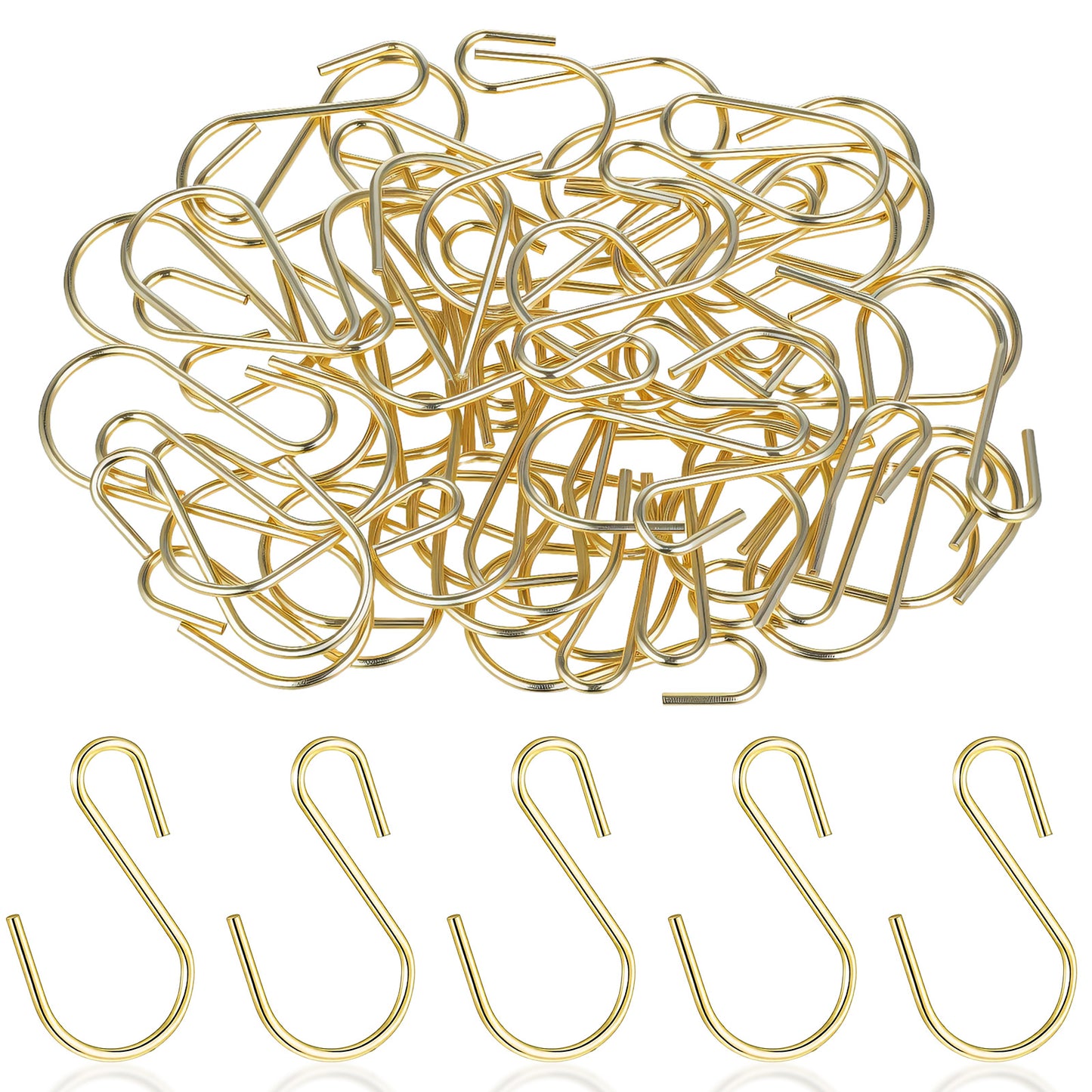 Sibba S Hooks for Hanging Mini S Hook 1 Inch Metal Hanging Hooks 80PCS S-Shaped Hook Gold Iron Wire Clasp Hanger Small Ornament Storage Hangers for Hang Jewelry Kitchenware Potted Plants Keychain