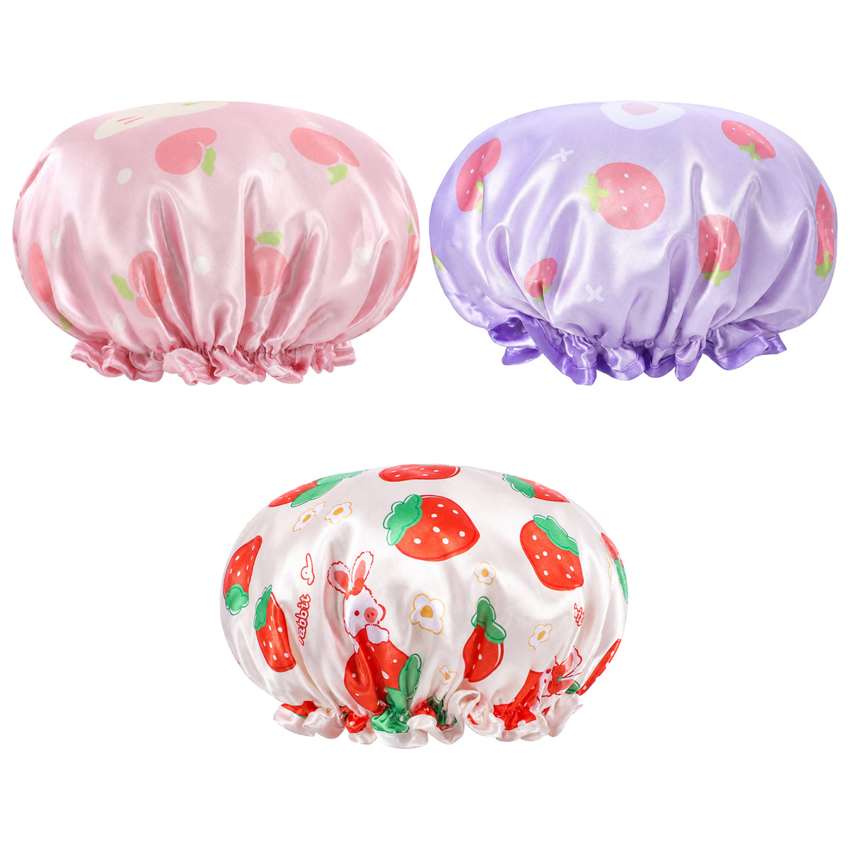 Sibba Kids Shower Caps, 3 PCS Waterproof Double Layers Shower Caps