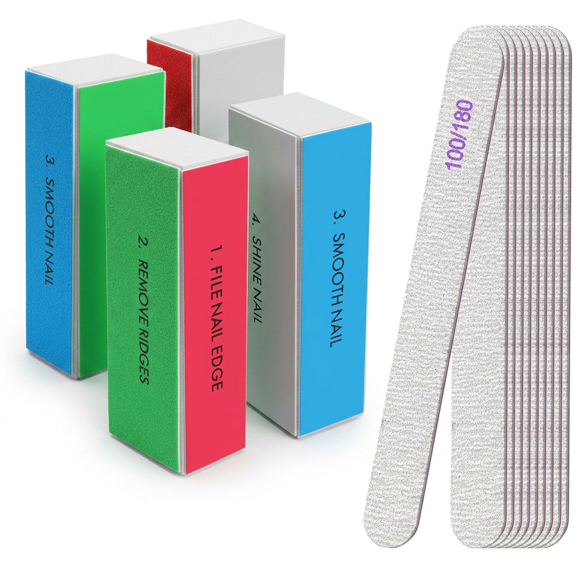 Qianyu 14 Pcs Nail Files 4 Sided Nail Buffers Polishing Manicure Kit