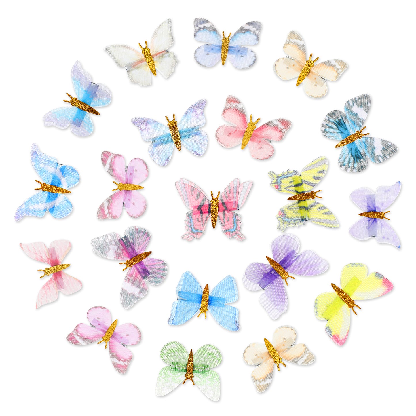20 Pcs Cloth Butterfly Hair Clips Y2K Glitter Hair Jaw Clips Sparkly Colorful Butterfly hairpins Alligator Hairclips Dreamy Style Hairs Accessories Cute Headwear Gifts for Teens Womens