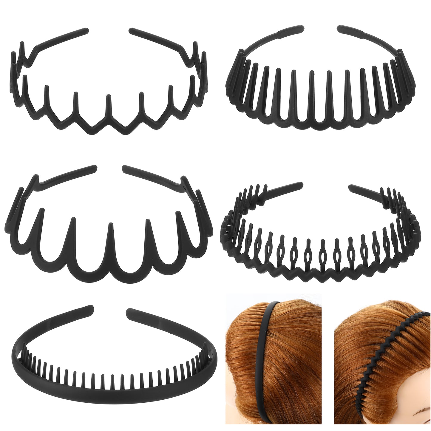 5 Pcs Headband with Teeth Plastic Non-Slip Headband with Wavy Teeth Zigzag Headbands Fashion Effortless Hairband Accessory Shark Teeth Hair Comb Zig Zag Hair Hoop for Women Girls Men