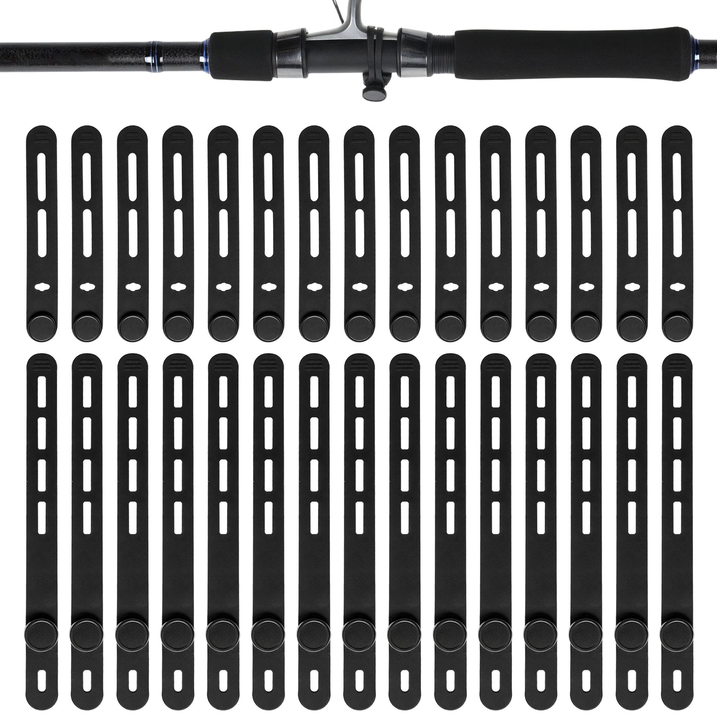 Hadnves 30 Pcs Silicone Fishing Rod Straps Lightweight Durable Fishing Rod-Ties Reusable Stretchy Fish Rods Belt WrapFishing RodAccessories Bands for Pole Storage Gardening Tools Camping Equipment