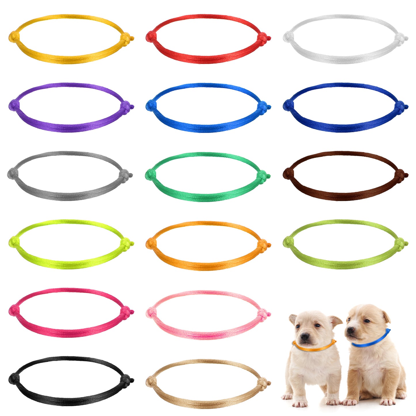 Dimeho 16pcs Newborn Puppy Collars, Puppy ID Collars Soft Whelping Collars Adjustable Puppy ID Bands for Identification Puppy ID Collars for Newborn Dog Kittens for Pet