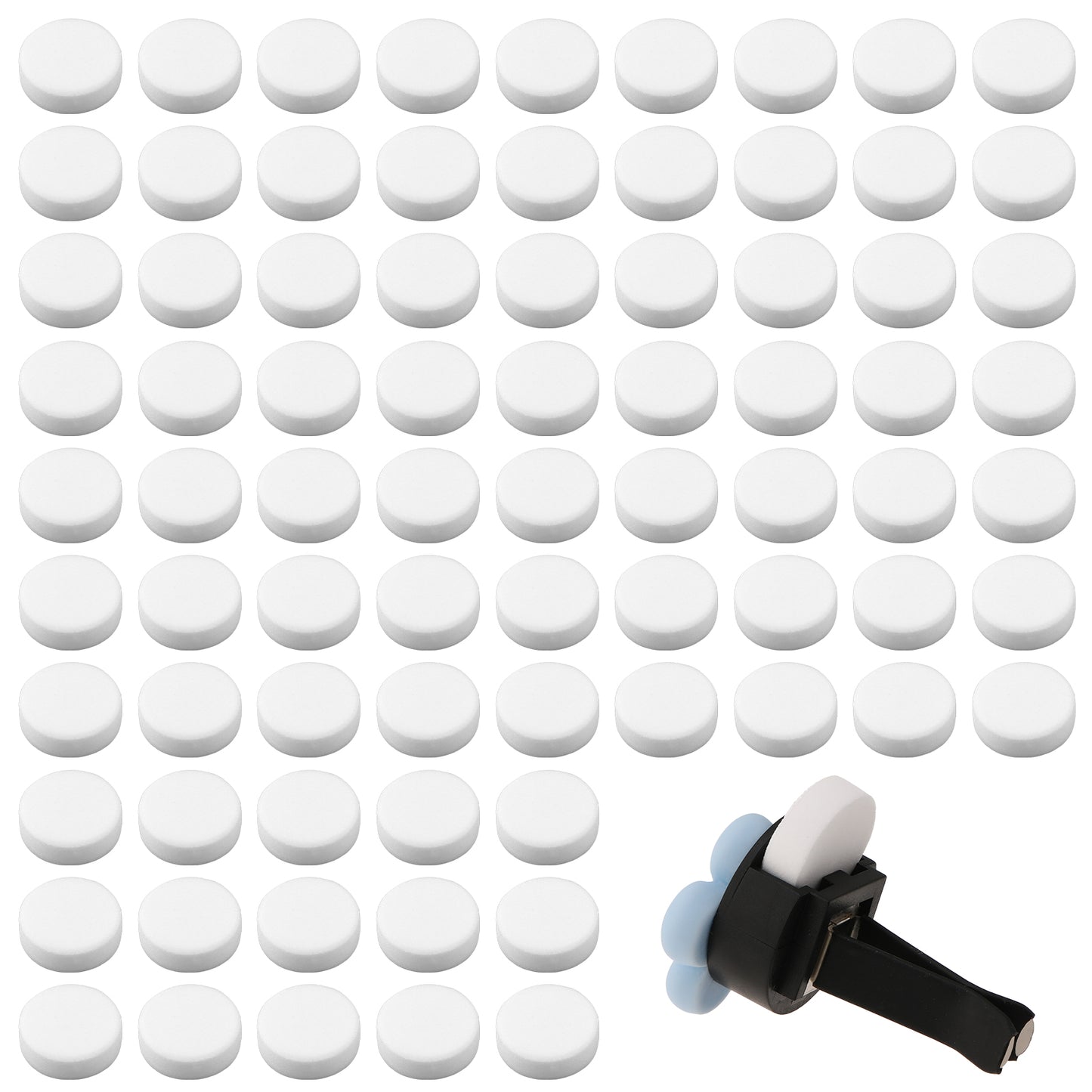 ElevateTech 120 Pcs Car Air Freshener Refill Felt Pads, 17mm Unscented White Air Freshener Replacement Pads for Cars Airs Fresheners Vent Clips Home Car Diffusers