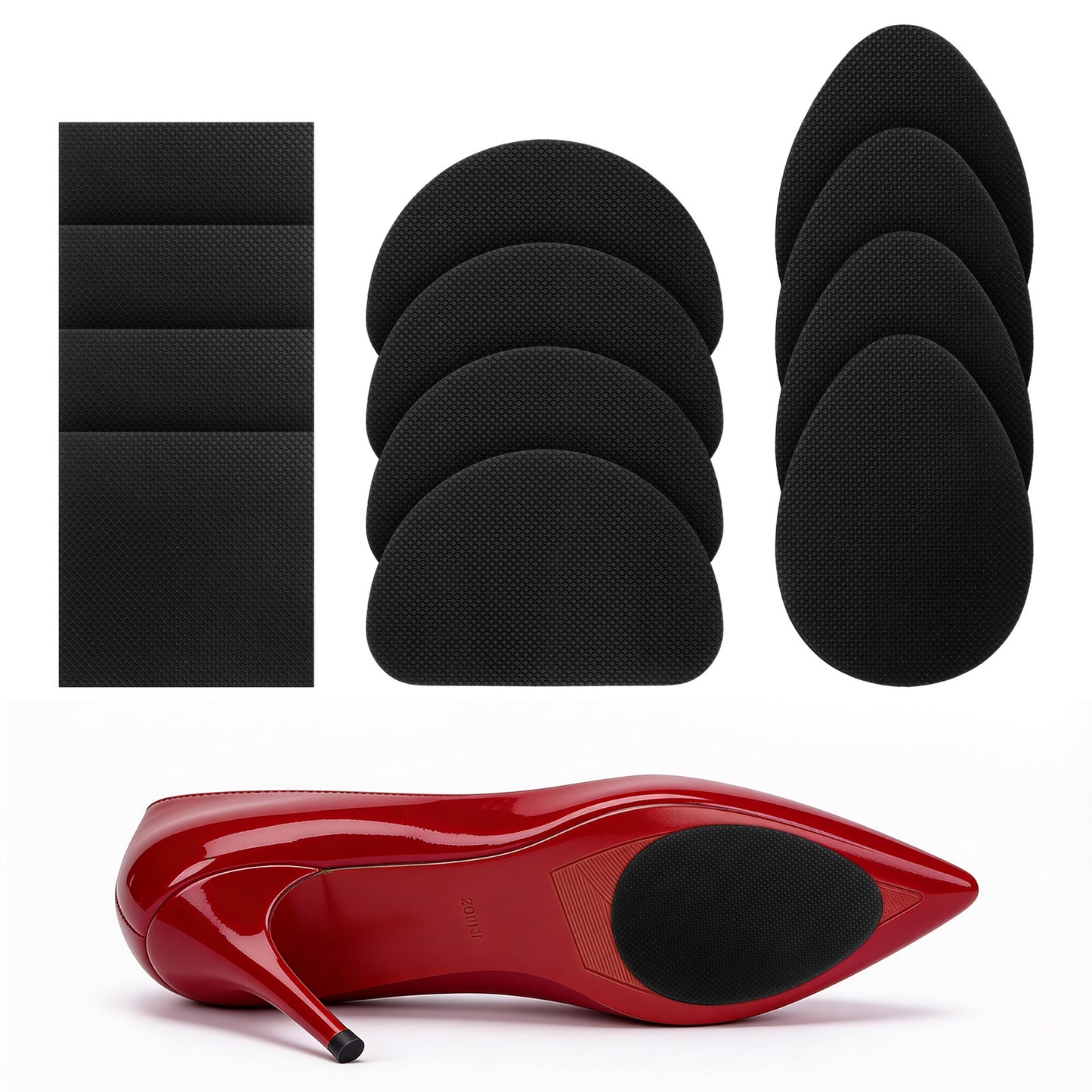 Qianyu 12 Pcs Shoe Sole Protector for Heels Clear Non Slip Shoe Pads Anti Slip Shoes Grips Shoes Bottom Protectors Self Adhesive Silicone Inserts for Women Pumps Stilettos Heels