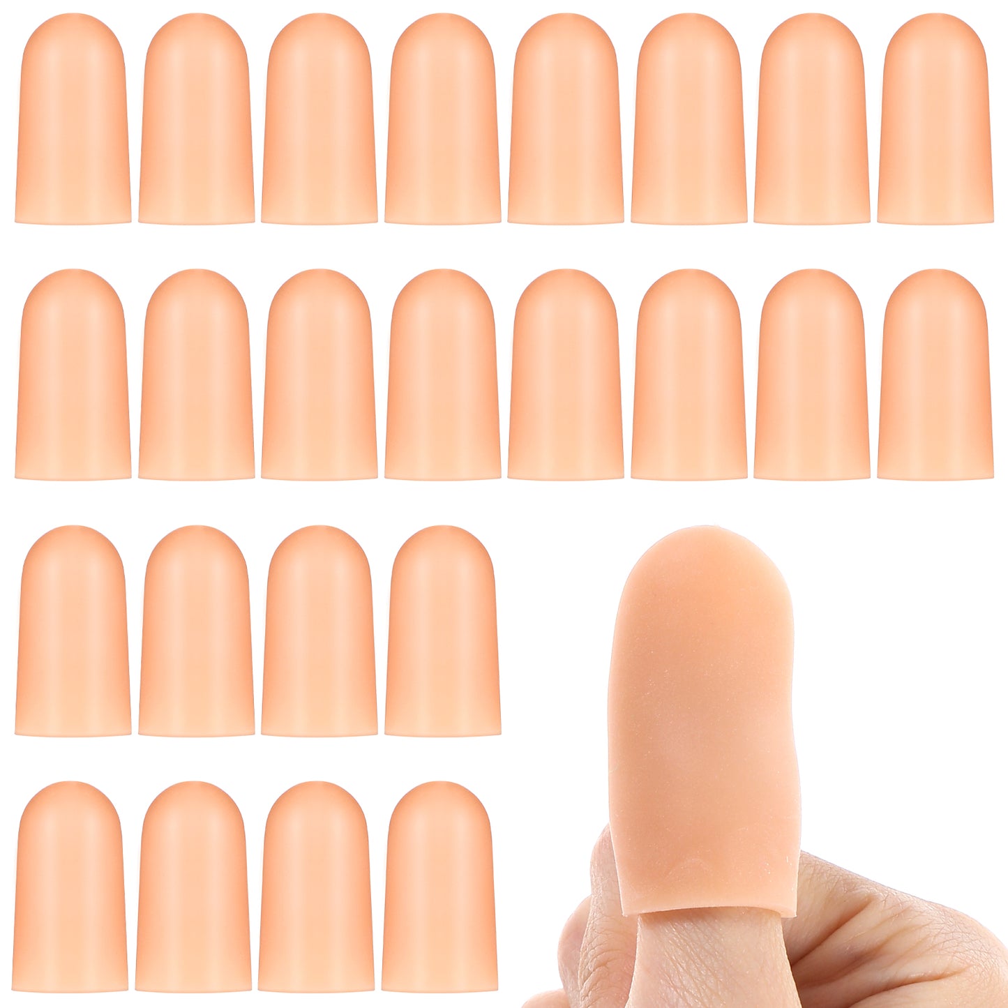 Ptwola 24pcs Finger Cots Silicone Finger Protector Covers Waterproof Soft Fingertips Support Sleeves Rubber Thumb Finger Caps Wrap Gloves for Finger Cracking Wound Cut Biting Protection