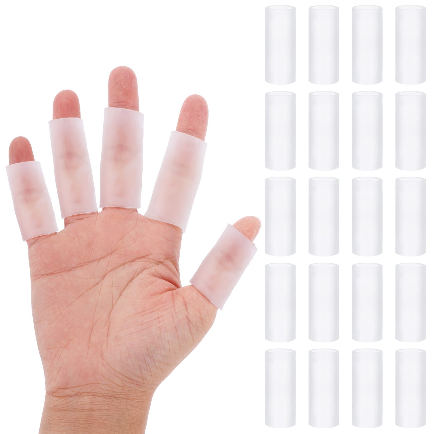 16PCS Gel Finger Sleeve Protectors, Silicone Finger Cots Cover Cap Support for Arthritis, Fingers Pain, Silicone Fingers Protector for Golf, Basketball, Golf, Rugby, Cracked