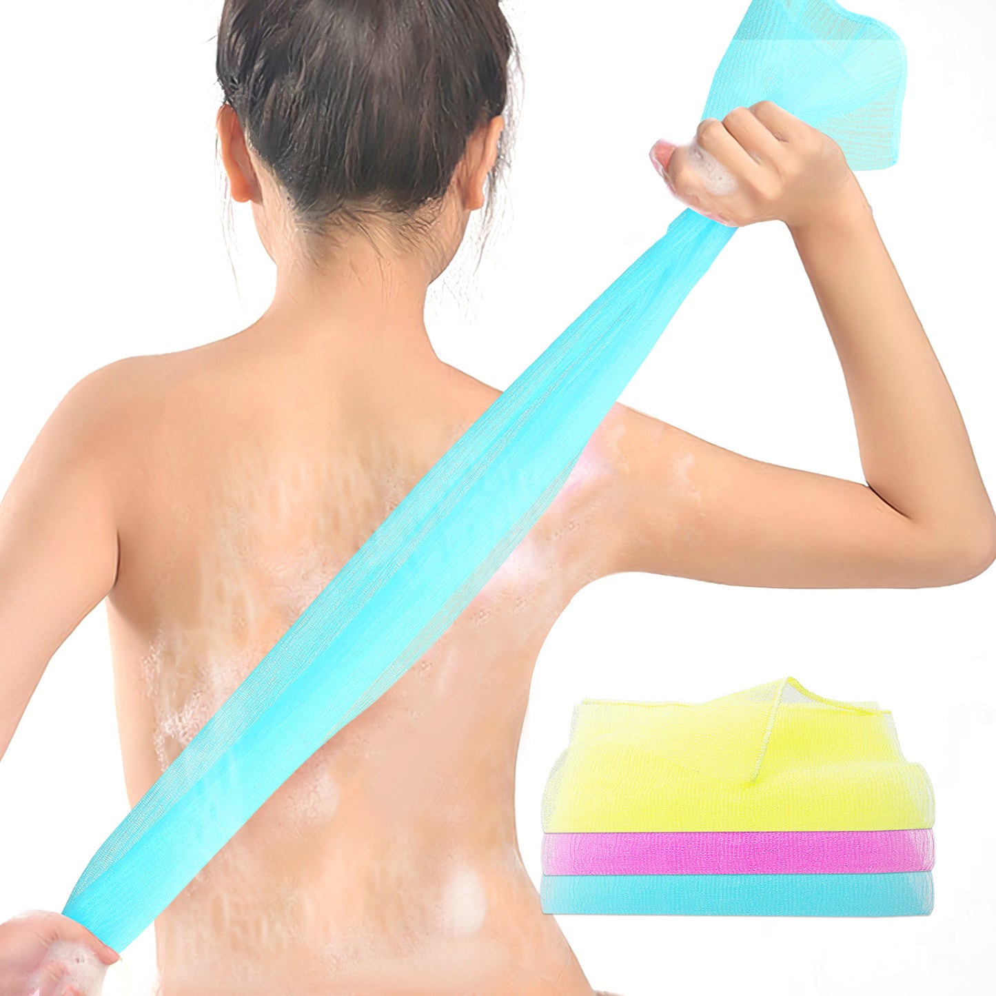 3 Pieces Exfoliating Washcloth Body Back Scrubber Korean Exfoliating Luffah Towel Beauty Shower Loofah Luffa Sponge Japanese Cleaner Scrub Wash Cloth for Men Women Dead Skin Remove