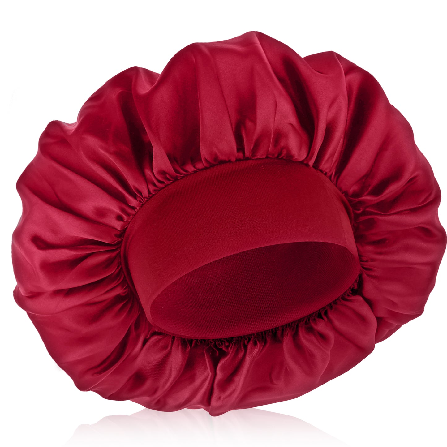 COMNICO Bonnet for Men, Silk Satin Sleep Cap Single Layer Elastic Band Stretchy Tie Band Wide Adjustable Hair Cap Large Silk Bonnets for Women Curly Hair Sleeping Black (Wine Red)