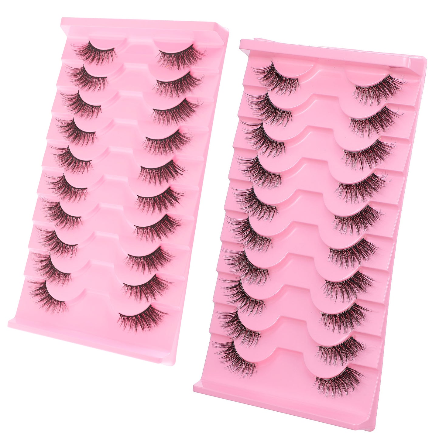 Gjinxi Half Lashes Natural Look Wispy 20 Pairs Cat Eye Lashes 3D Fluffy Faux Mink Lash 15MM False Eyelashes Look Like Extensions Curly Soft Fake Lash Pack (Black Band+Clear Band)