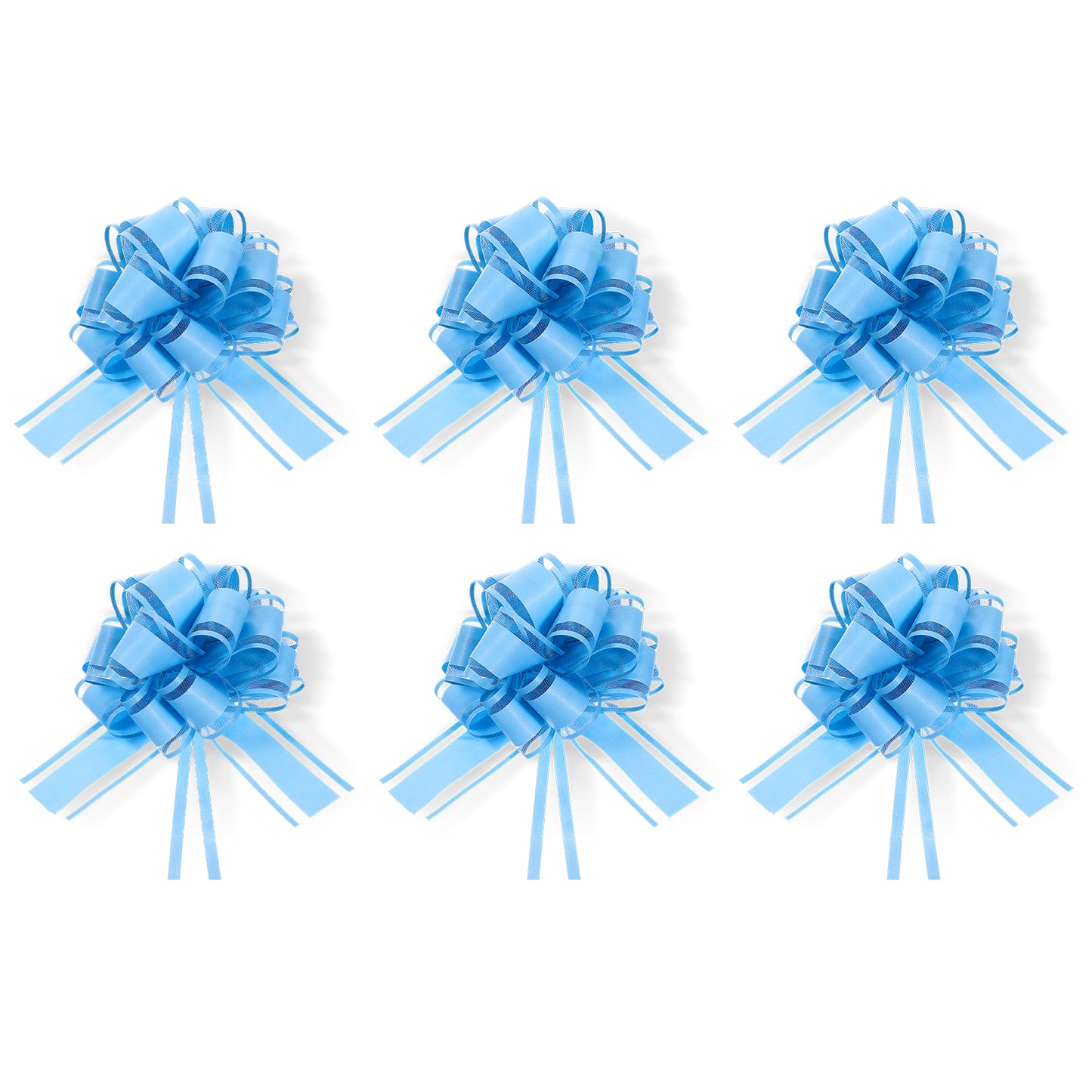 Sibba Large Pull Bows 6 PCS Gift Wrap Pull Bows 6 Inches Chiffon Flower Boxes Decoration Wedding Ribbon Bows Bouquets Present Supplies for Wrapping Party Birthday Christmas Valentine's Day (Blue)