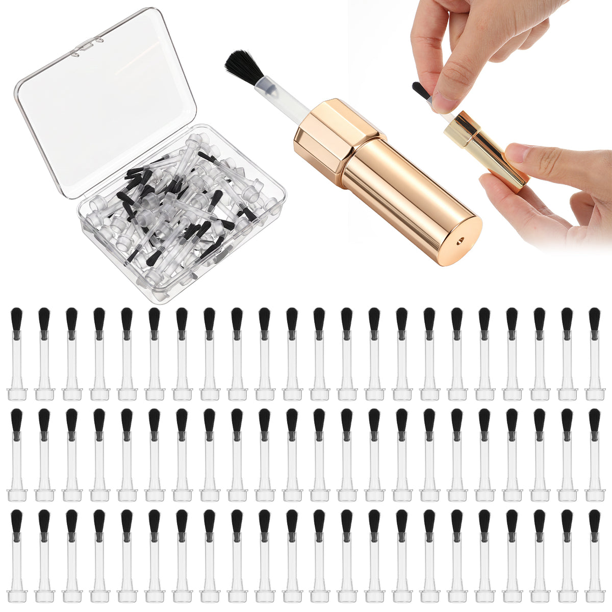 YUXIANLB 66 Pcs Nail Polish Brush Replacement, Disposable Nail Polish Brush