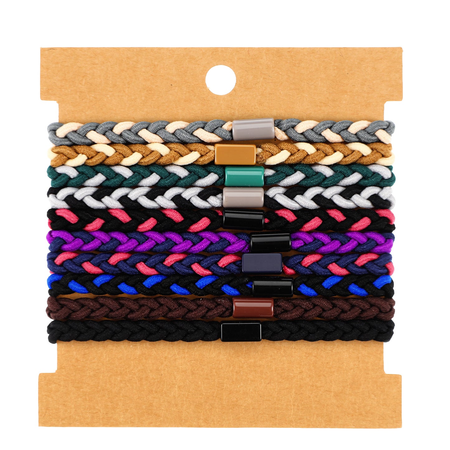 10 Pcs Braided Hair Ties for Thick Elastic Hair Scrunchies No Damage Rubber Bands Boho Hairs Tie Bracelets Aesthetic Ponytail Holders for Women Buns Long Curly Hairs Hairstyle Accessories