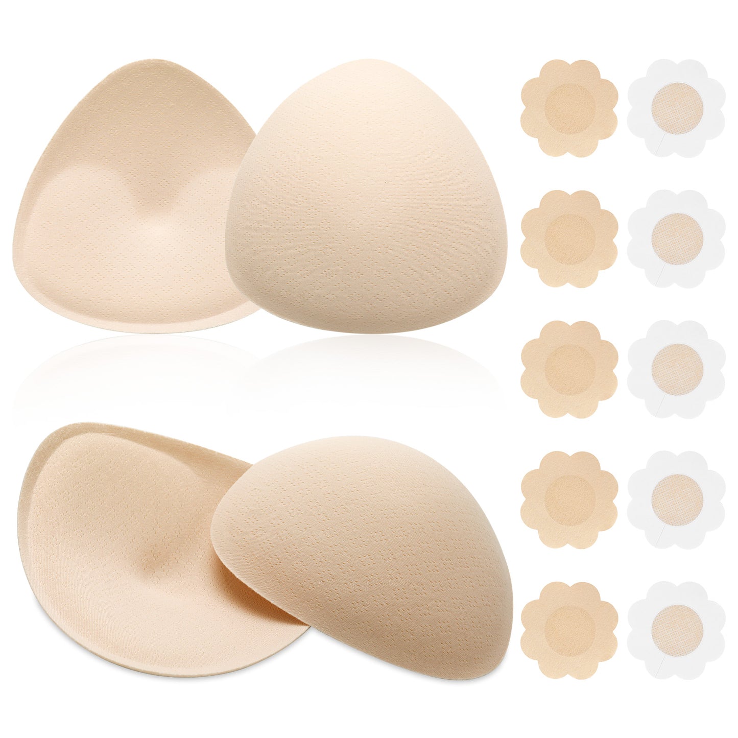 WLLHYF 2 Pairs Bra Pad Inserts with 10 Pcs Nipple Covers for Women, Reusable Triangle Sports Bra Insert Push Up Removable Bras Inserts Enhancers for Women Sports Bras A/B/C/D Cup