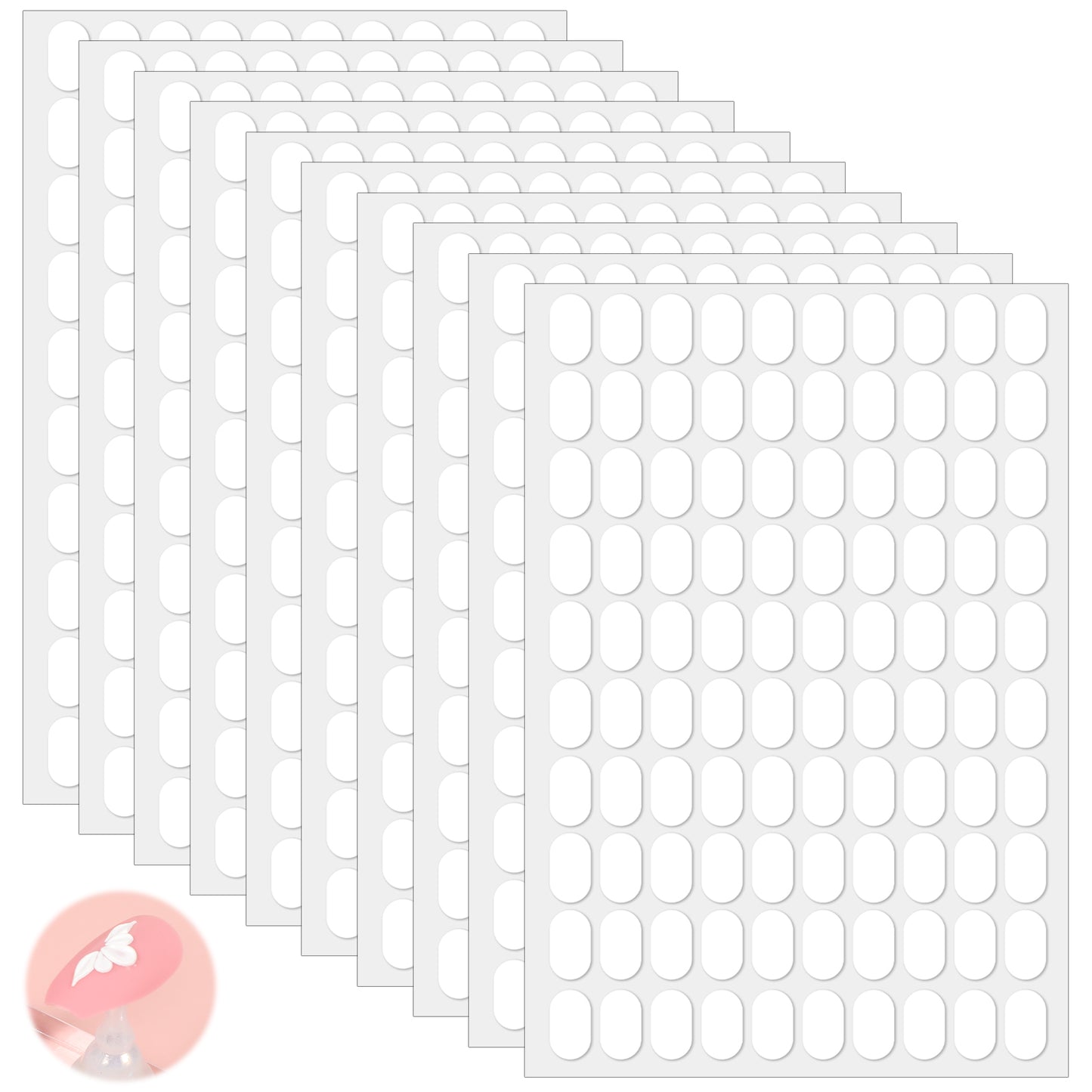 1000 Pcs Mounting Putty, Oval Double Sided Adhesive Sticky Dots, Nail Press On Stickers, False Tip Double Sided Adhesive Tapes, Dots To Hold Display Nails, Clear Sticky Tack Putty for Office