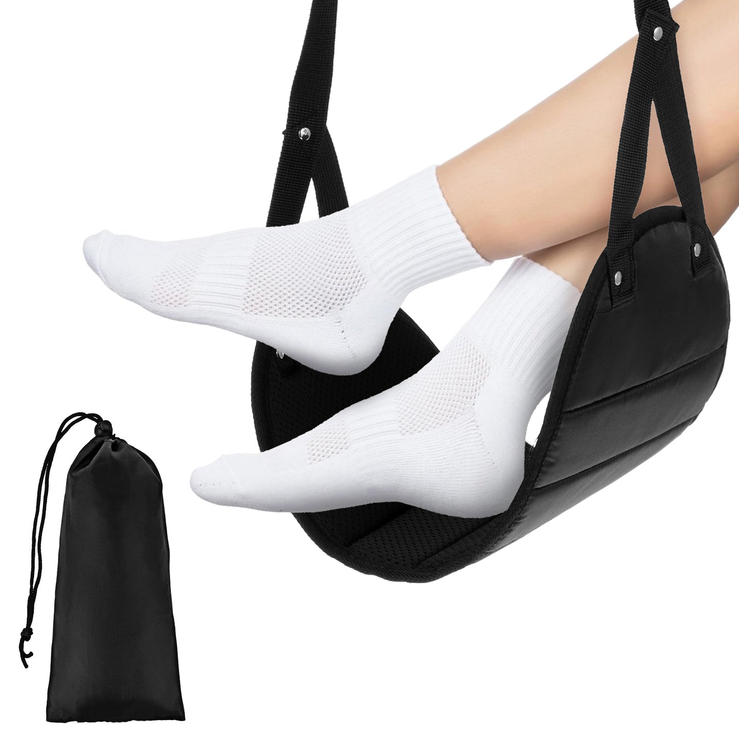 Wanmu Airplane Foot Hammock for Plane Travel, Perfect Airplane Foot Rest - Relax Your Feet, Comfy Under Desk Foot Hammock, Airplane Travel Essentials