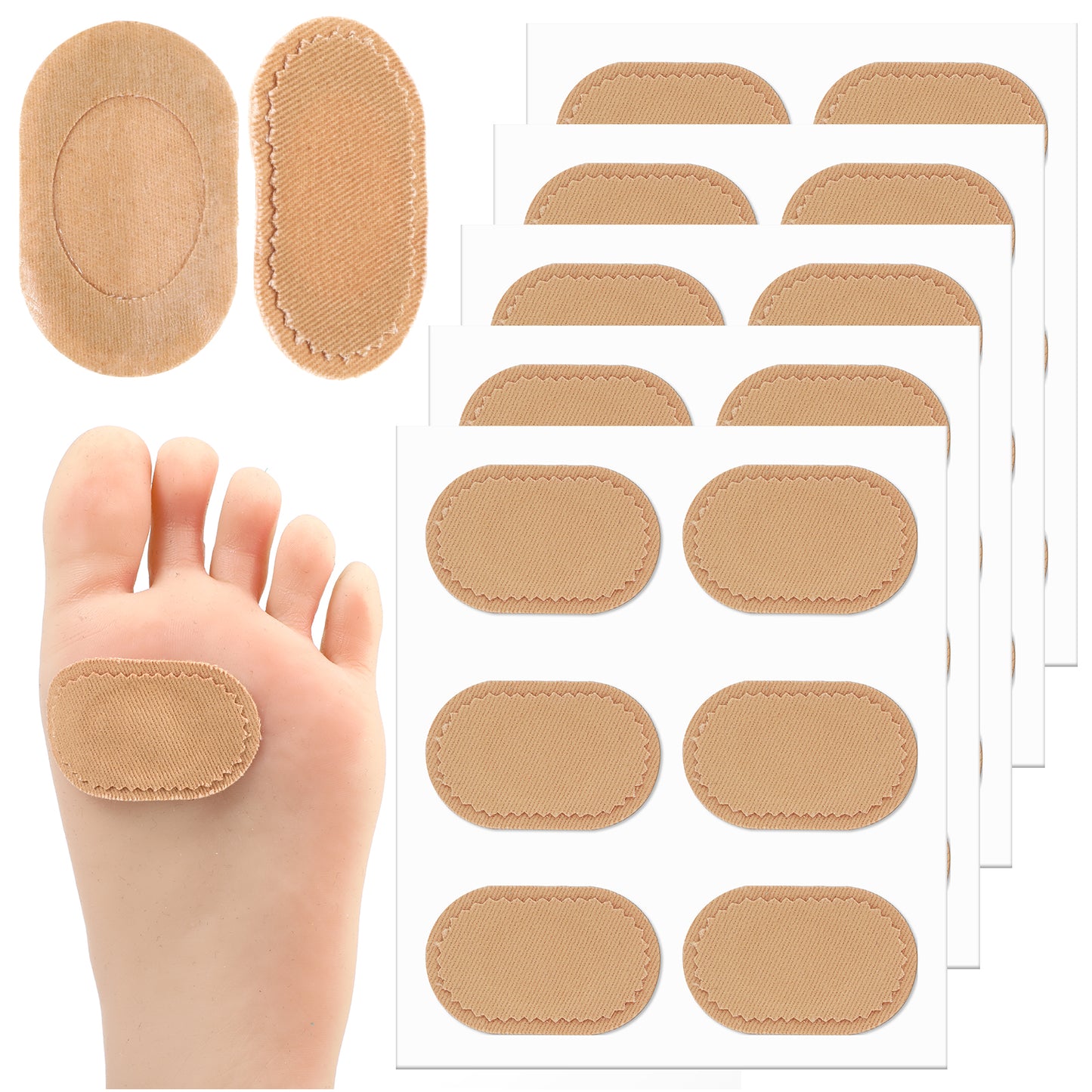 24 PCS Bunion Pads, Bunion Cushion Protector Pads Foot Callus Cushion Toe Cushions Pad to Wear with Shoes, Corn Cushions Patches for Women Men Fabric Feet Heel Toe Protector Pads, Reduce Friction