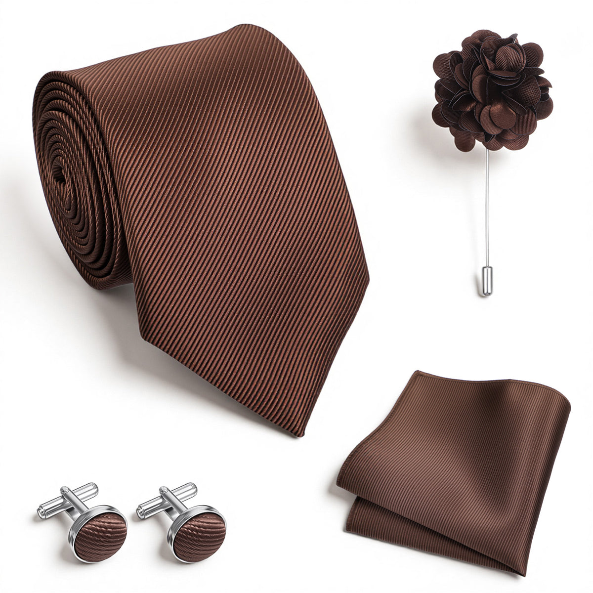 FNANJWQ Mens Tie and Lapel Pin Floral Tie Necktie Hankerchief Cufflinks Set