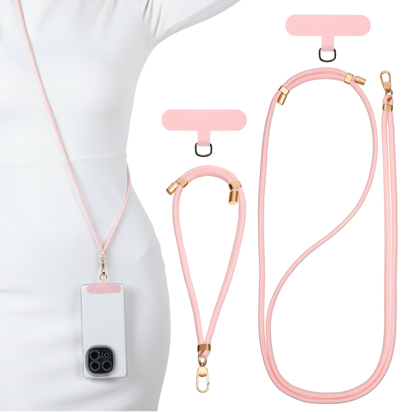 2Pcs Phone Lanyard Crossbody Anti-Drop Neck and Wrist Strap Cute Lanyard for Cellphone Case, Phone Strap Crossbody Premium Metal Buckles, Cellphone Lanyards Crossbodys Travel Running and Everyday Use
