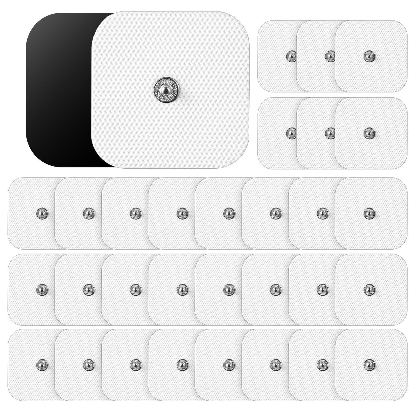 FNANJWQ 30 Pcs TENS Unit Replacement Pads, 3.5mm Snap Electrode Pads Adhesive Electrode, Reusable TENS Pad Set Compatible with Muscle Stimulator Machine of Most Brand