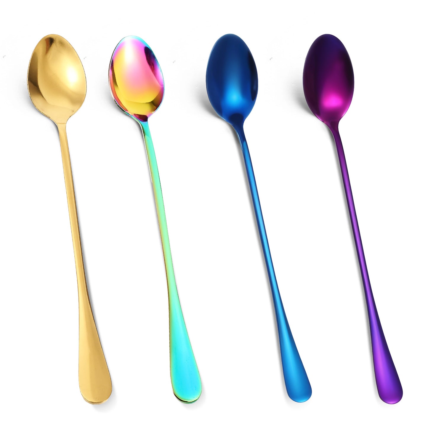 4 Pcs Long Handle Spoon 9.5 Inch Ice Teaspoons Stainless Steel Stirring Ice Cream Spoon Dishwasher Safe Flatware for Soup Espresso Coffee Tea Bar Party Restaurant Bristo Cocktail Milkshake